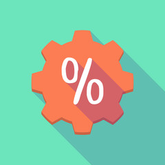 Long shadow gear icon with a  discount sign