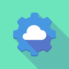 Long shadow gear icon with a  cloud