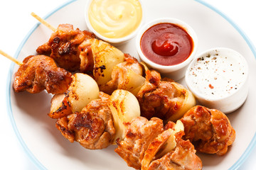 Grilled meat and vegetables 