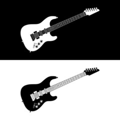 Black and white electric guitar