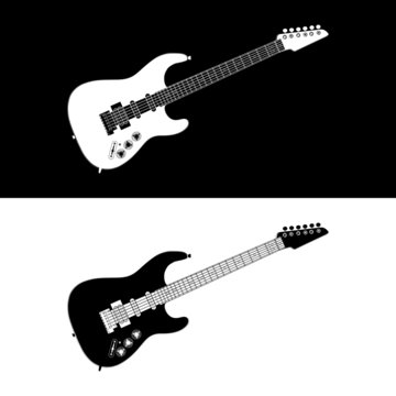 Black and white electric guitar