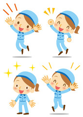 喜び　女性作業員