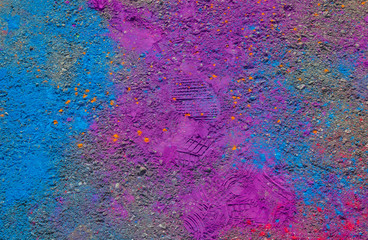 Colorful powder paint on the ground