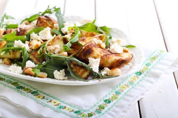 Zucchini, rocket, feta and nut salad