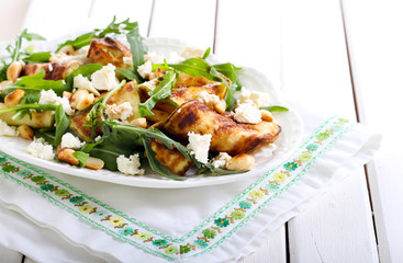 Zucchini, rocket, feta and nut salad