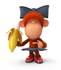 Fototapeta premium the little monkey with banana