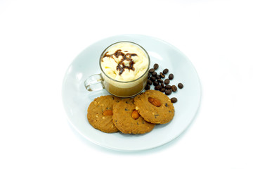 Almond Chocolate homemade pastry biscuits and coffee 