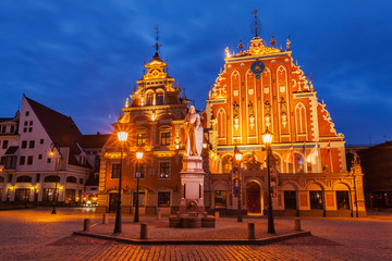 Riga Town Hall Square, House of the Blackheads and St. Roland St