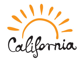 Hand-written word CALIFORNIA, lettering