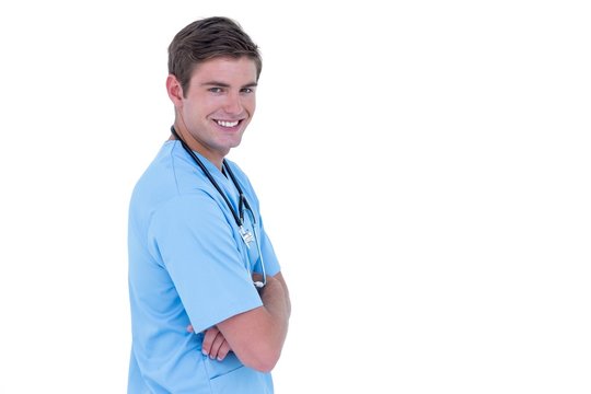 Young Nurse In Blue Tunic 