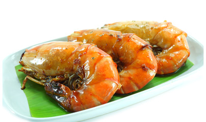 Large sweet shrimp on isolate white background.