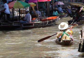 Obraz premium Traditional floating market , Thailand.