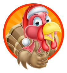 Cartoon Santa Hat Turkey