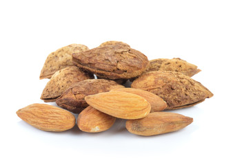 almonds isolated on the white background