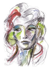 Portrait of a woman in watercolor