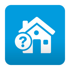 Etiqueta tipo app casa con simbolo interrogacion