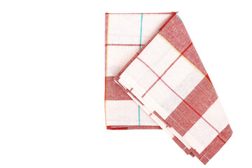 Red kitchen napkin, towel isolated on white background
