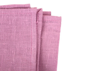 Pink kitchen napkins, towels isolated on a white background