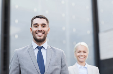 Fototapeta premium close up of smiling businessmen