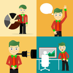 Set of businessman pose character concepts