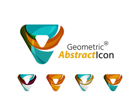 Set of abstract geometric company logo triangles, arrows