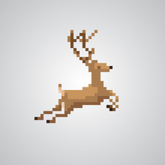 reindeer 8-bit pixel style vector. © phloxii
