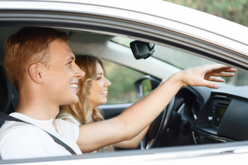 Young couple in the car