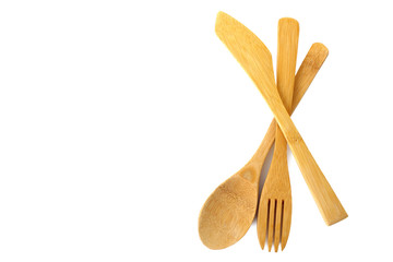 Wooden kitchen-ware isolated on white background