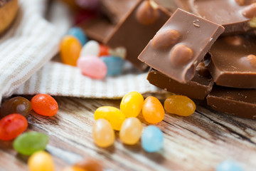 close up of candies and chocolate on table