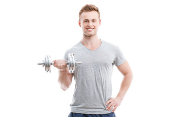 Handsome man during workout