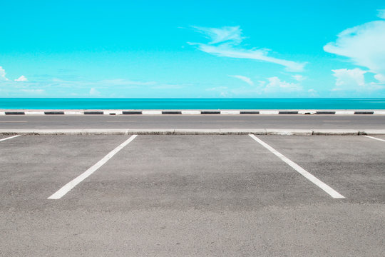 Empty parking area with sea landscape