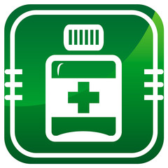 Pills, medication vector green icon