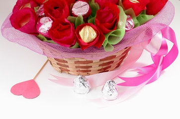 the most delicious festival/bunch of delicious chocolates that look like flowers in a basket