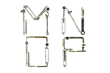 Industrial metal alphabet letter M,N,O,P
