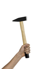 hand holding hammer isolated