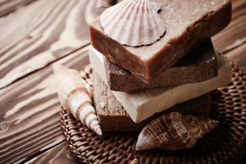Soap with seashells