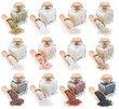 collection of different types of salt
                      isolated on white