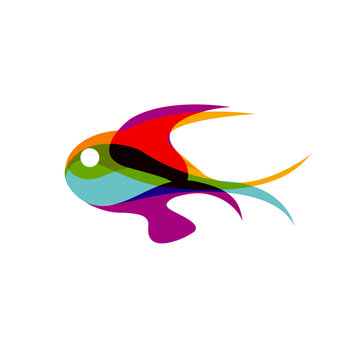Vector sign abstract colorful fish