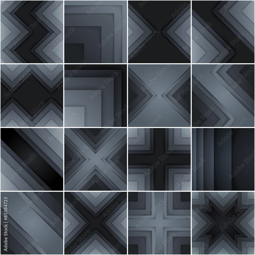 Aufkleber set of abstract gray and black rectangle shapes backgrounds