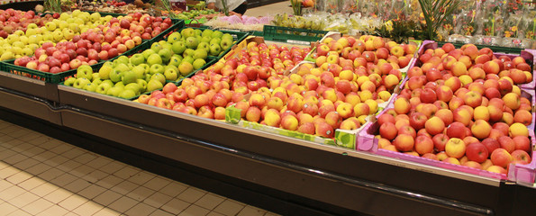 étalage de pommes