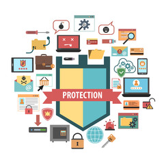 Computer protection security concept  icons composition 