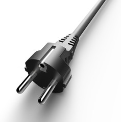 black electric plug isolated on a white background