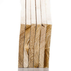 Stacks of wooden timber planks isolated on white background. Set of wooden board isolated.