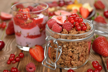 Granola with berries and fruit
