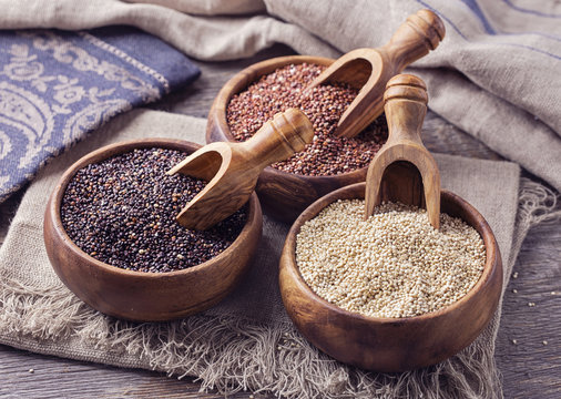 Red, Black And White Quinoa Seeds