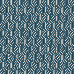 Seamless vintage worn out 3D line box pattern background.