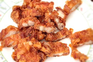 Fried pork in a dish