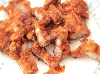 Fried pork in a dish