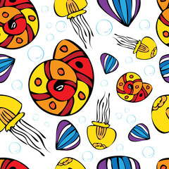 Naklejka premium seabed seamless pattern 2