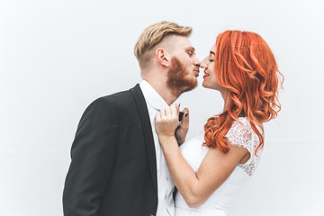 Wedding couple on a walk